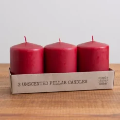 Kirkland's Home Candles-4 In. Burgundy Pillar Candles, Set Of 3