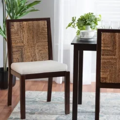 Kirkland's Home Dining Chairs-Abaca And Mahogany Armless Dining Chair