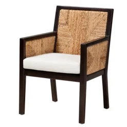 Kirkland's Home Dining Chairs-Abaca And Mahogany Dining Chair With Arms