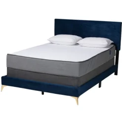 Kirkland's Home Beds & Headboards-Abba Velvet Ribbed Queen Bed Frame