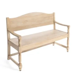 Kirkland's Home Benches & Ottomans-Abby Whitewashed Wood Bench