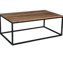 Kirkland's Home Coffee Tables-Acacia Wood And Black Iron Coffee Table
