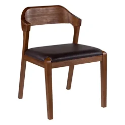 Kirkland's Home Dining Chairs-Acacia Wood And Faux Leather Dining Chair