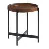 Kirkland's Home Accent & End Tables-Acacia Wood Round Tray Top Side Table