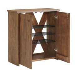 Kirkland's Home Entryway Furniture-Acacia Wood X Back Storage Shoe Cubbie