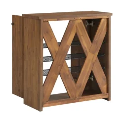 Kirkland's Home Entryway Furniture-Acacia Wood X Back Storage Shoe Cubbie