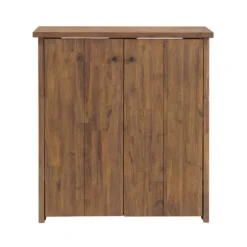 Kirkland's Home Entryway Furniture-Acacia Wood X Back Storage Shoe Cubbie