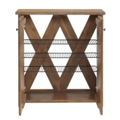 Kirkland's Home Entryway Furniture-Acacia Wood X Back Storage Shoe Cubbie