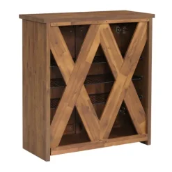 Kirkland's Home Entryway Furniture-Acacia Wood X Back Storage Shoe Cubbie