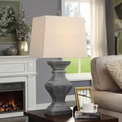 Kirkland's Home Table Lamps-Aged Black Candlestick Base Table Lamp, 33 In.