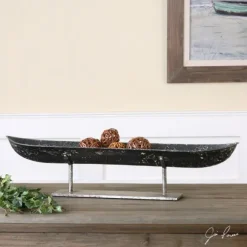 Kirkland's Home Decorative Bowls & Jars-Aged Black Distressed Canoe Bowl