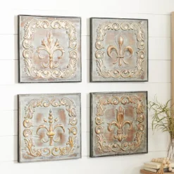 Kirkland's Home Wall Plaques-Aged Brass Fleur-De-Lis 4-Pc. Panel Wall Art