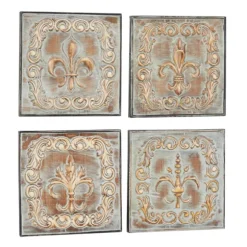 Kirkland's Home Wall Plaques-Aged Brass Fleur-De-Lis 4-Pc. Panel Wall Art