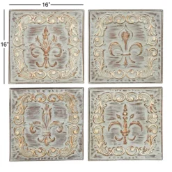 Kirkland's Home Wall Plaques-Aged Brass Fleur-De-Lis 4-Pc. Panel Wall Art