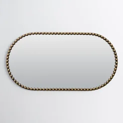 Kirkland's Home Decorative Mirrors-Aged Gold Beaded Frame Metal Wall Mirror