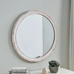 Kirkland's Home Decorative Mirrors-Aged Wood Round Mirror