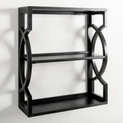 Kirkland's Home Shelves-Agnes Black 3-Tier Wall Shelf