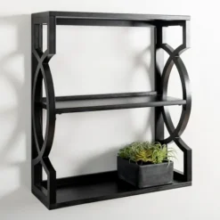 Kirkland's Home Shelves-Agnes Black 3-Tier Wall Shelf