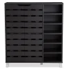 Kirkland's Home Entryway Furniture-Aldrich Black Slatted Shoe Storage Cabinet