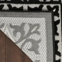 Kirkland's Home Outdoor Rugs-Aloha Black Geometric Indoor/Outdoor Area Rug, 5X7
