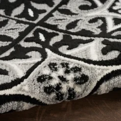 Kirkland's Home Outdoor Rugs-Aloha Black Geometric Indoor/Outdoor Area Rug, 5X7