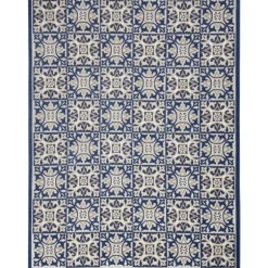 Kirkland's Home Outdoor Rugs-Aloha Blue Geometric Indoor/Outdoor Area Rug, 6X9