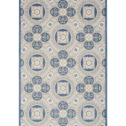 Kirkland's Home Outdoor Rugs-Aloha Blue Medallion Indoor/Outdoor Area Rug, 5X7
