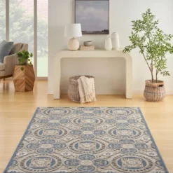 Kirkland's Home Outdoor Rugs-Aloha Blue Medallion Indoor/Outdoor Area Rug, 5X7