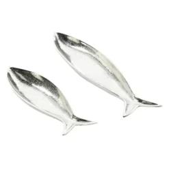 Kirkland's Home Decorative Trays-Aluminum Metallic Fish Trays, Set Of 2