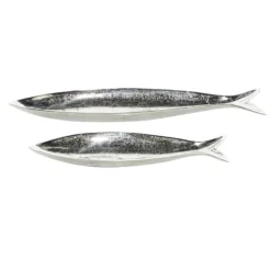 Kirkland's Home Decorative Trays-Aluminum Metallic Fish Trays, Set Of 2