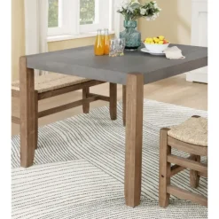 Kirkland's Home Dining Tables-Amber Wood Faux Concrete Top Dining Table