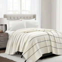 Kirkland's Home Bedspreads & Coverlets-And Black Striped King Coverlet