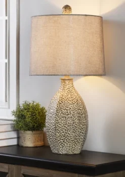Kirkland's Home Table Lamps-And Cream Textured Table Lamp