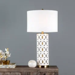 Kirkland's Home Table Lamps-And Gold Cut-Out Ovals Table Lamp