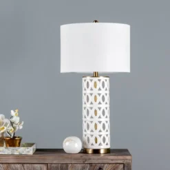 Kirkland's Home Table Lamps-And Gold Cut-Out Ovals Table Lamp