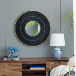 Kirkland's Home Decorative Mirrors-And Gold Double Ribbed Wall Mirror