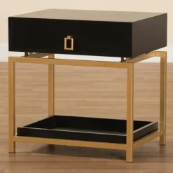 Kirkland's Home Nightstands-And Gold 1-Drawer Nightstand