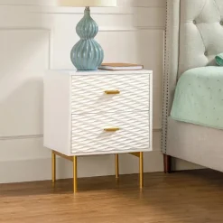 Kirkland's Home Nightstands-And Gold Wave Nightstand
