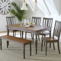 Kirkland's Home Dining Chairs-And Gray Wooden Dining Bench