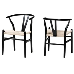 Kirkland's Home Dining Chairs-And Tan Wishbone Dining Chairs, Set Of 2