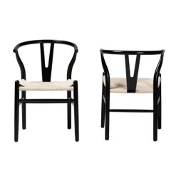 Kirkland's Home Dining Chairs-And Tan Wishbone Dining Chairs, Set Of 2