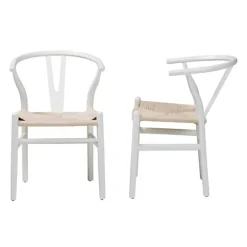 Kirkland's Home Dining Chairs-And Tan Wishbone Dining Chairs, Set Of 2