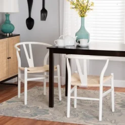 Kirkland's Home Dining Chairs-And Tan Wishbone Dining Chairs, Set Of 2