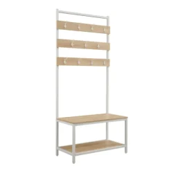 Kirkland's Home Entryway Furniture-And White Wood Bench Hall Tree