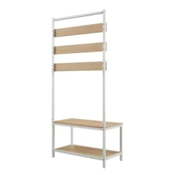 Kirkland's Home Entryway Furniture-And White Wood Bench Hall Tree