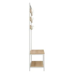 Kirkland's Home Entryway Furniture-And White Wood Bench Hall Tree