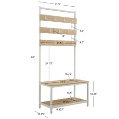 Kirkland's Home Entryway Furniture-And White Wood Bench Hall Tree