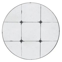 Kirkland's Home Decorative Mirrors-Antique Black Floral Panel Round Mirror