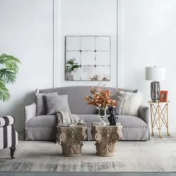 Kirkland's Home Decorative Mirrors-Antique Black Floral Panel Square Mirror