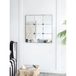 Kirkland's Home Decorative Mirrors-Antique Black Floral Panel Square Mirror